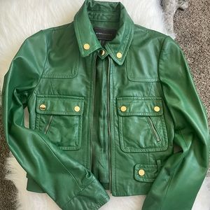 BCBGMaxAzria Palm Green Leather Jacket XS